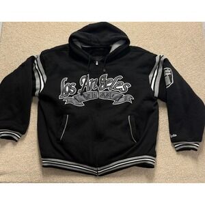 Los Angeles Eight VIII Full Zip Hoodie‎ Black Gray Varsity Jacket